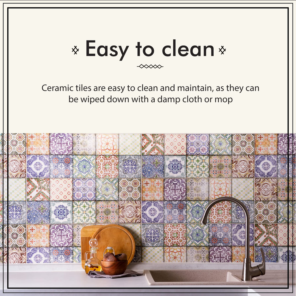 MT039 Mediterranean Ceramic Asphahan Decorative Tile, Blue
