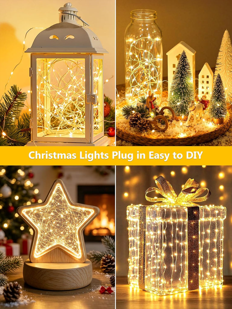 200FT 600LED Christmas String Lights Plug in Fairy Lights Indoor