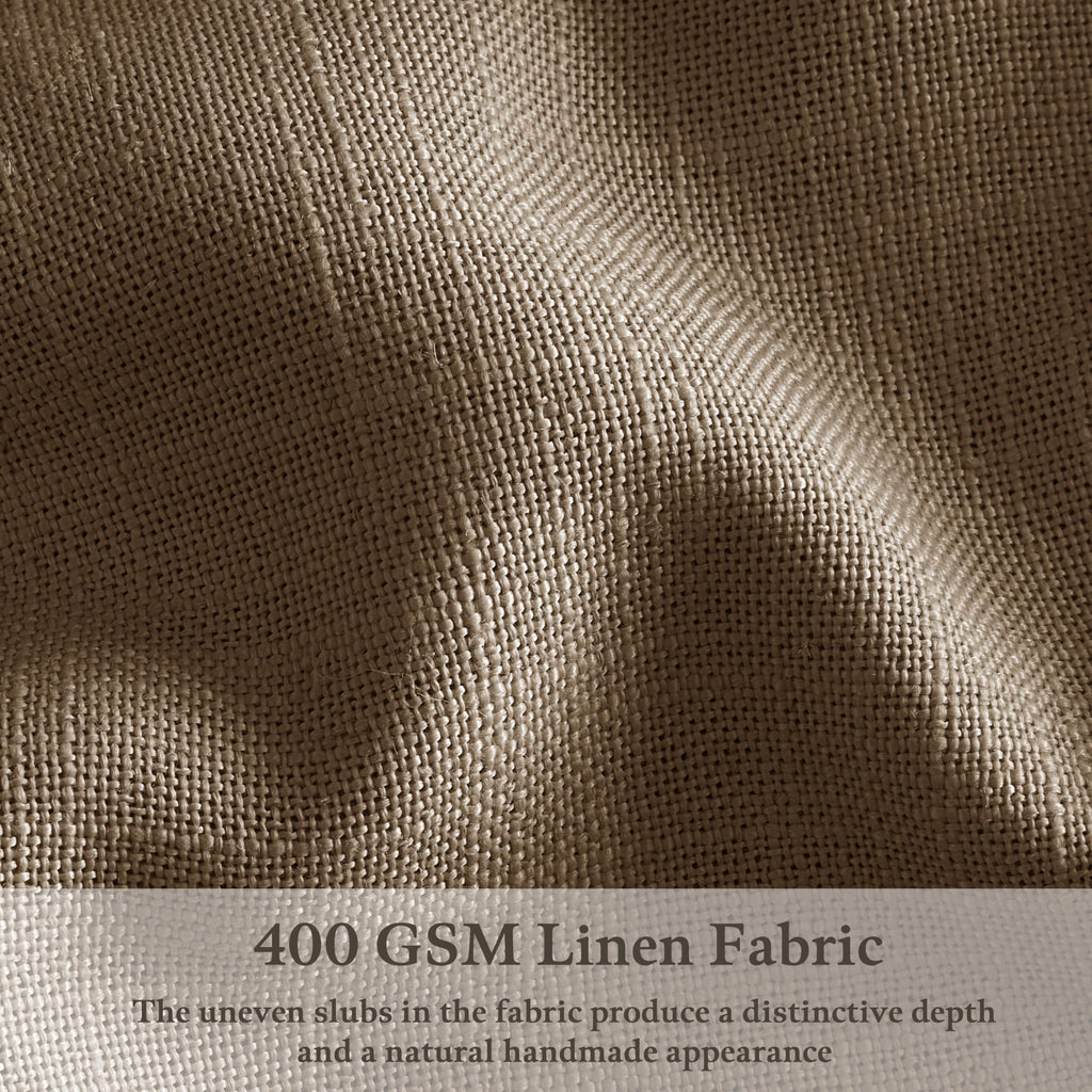 Pleated Linen 120 Inches Light Filtering Dark Brown Ceiling Curtains 50W