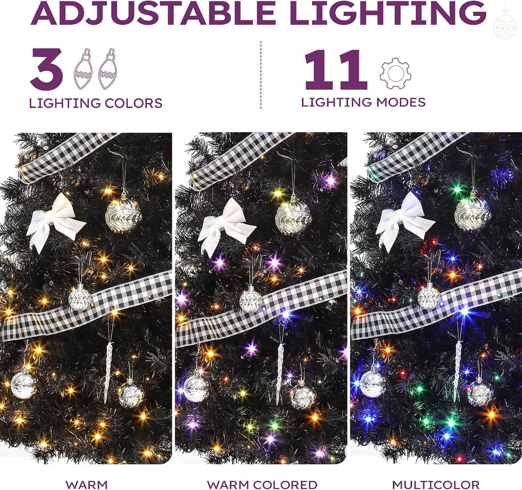 Prelit Black Pencil Christmas Tree with Remote