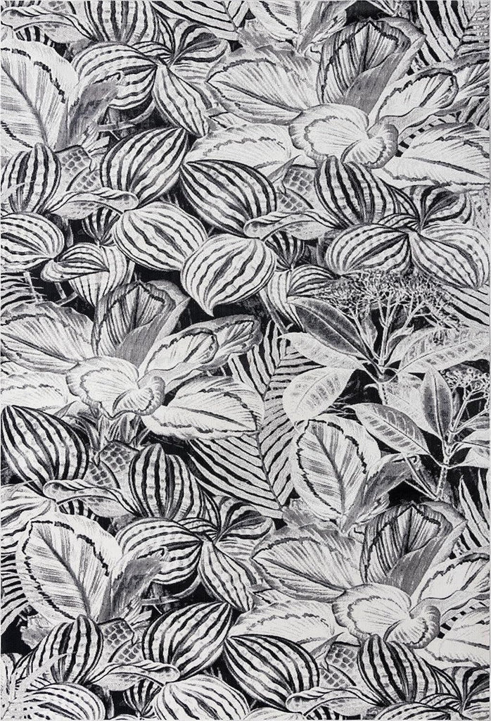 Blossom Rug - 10' x 14' Charcoal Easy-Clean Area Rug - Modern Botanical Design
