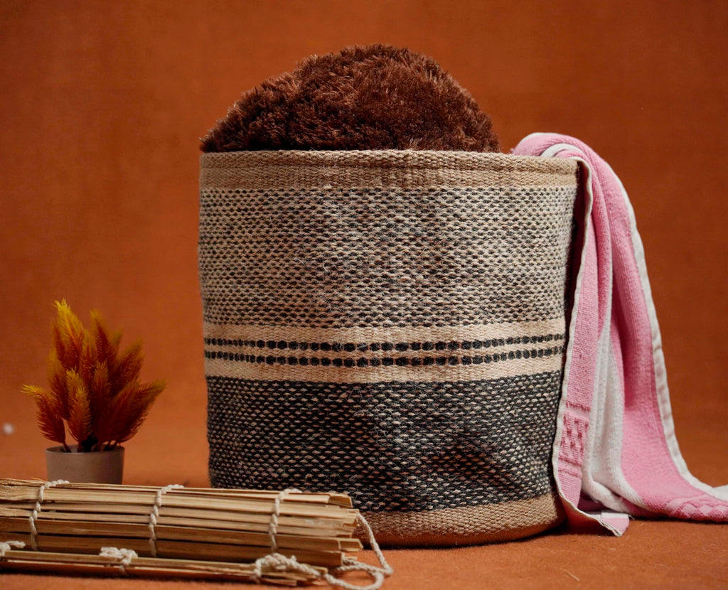 Jute Planter Basket Woven Basket for 10" Flower Pot Floor Indoor Planters, 12" x 12" Storage Organizer Basket Home