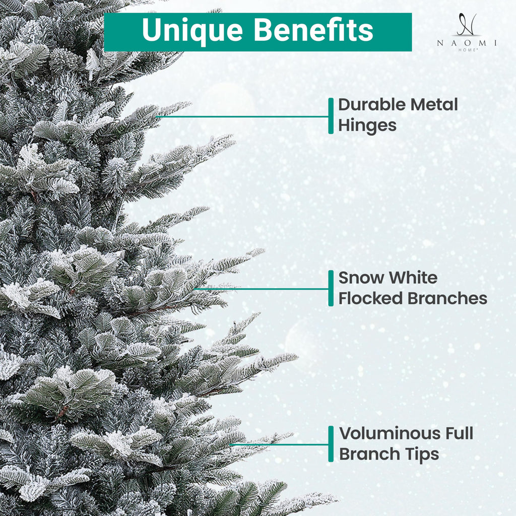 6.5ft Artificial Prelit Snow Flocked Rustic Christmas Tree