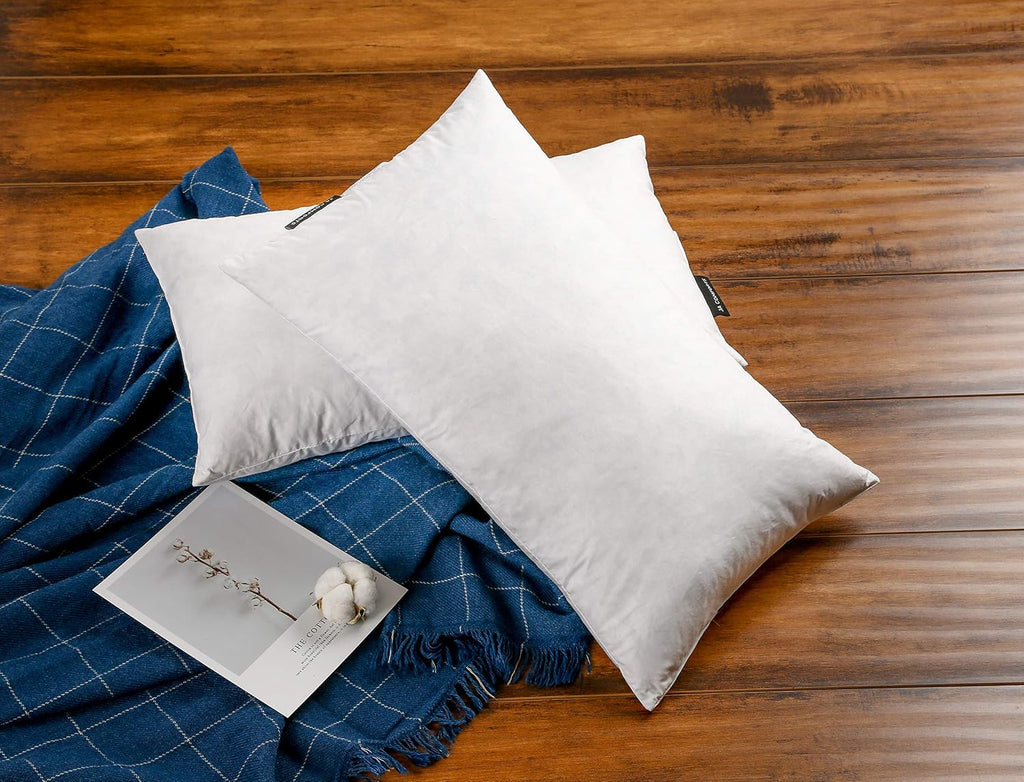 Premium Goose Down Feather Throw Pillow Inserts, 20oz High Filling Weight, 12×20, 5% Down Filling, 250 TC - Set of 2