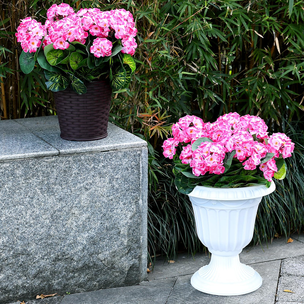 2 Pcs Pre-Potted Artificial Flowers for Outdoor - Pink