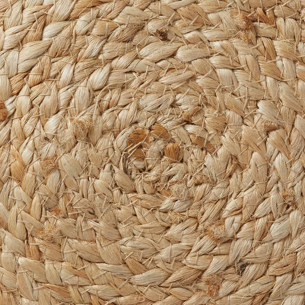 Hand-Braided Jute Pouf Ottoman Footrest, 19" W x 19" D x 10-1/2" H - Round, Natural Woven Boho Floor Cushion, Home