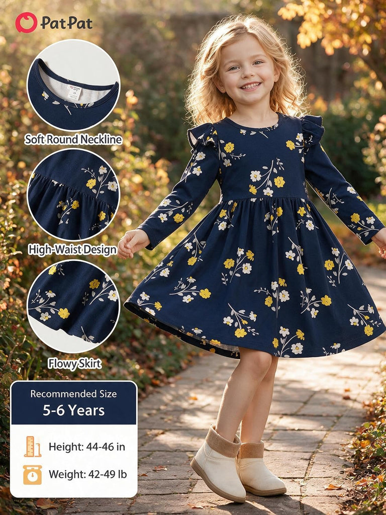 Toddler Girls Pack Casual Ruffle Long Sleeve A-Line Dresses 18M
