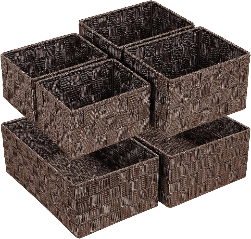 Woven Storage Baskets for Organizing 6 Pack, Large&Small Storage Cube Bins Set , Storage Boxes Container for Drawer