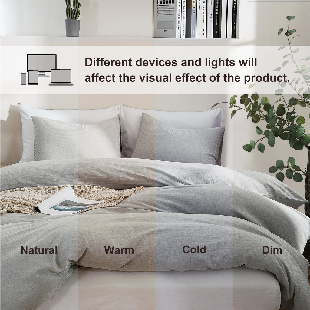 Duvet Cover, Cotton Linen Blend, 2 Pieces, Linen Grey