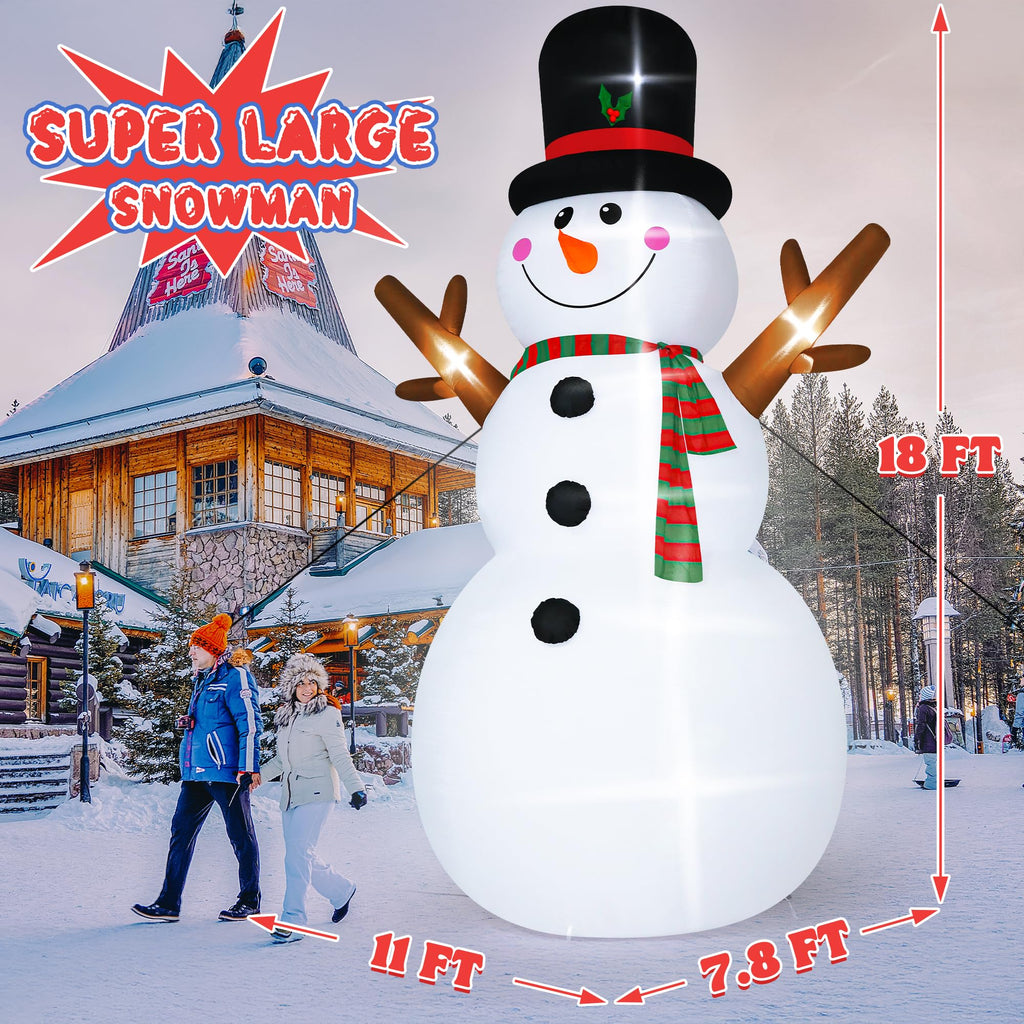 18 FT Christmas Inflatable Snowman, Giant Blow Up Snowman Outdoor Decor