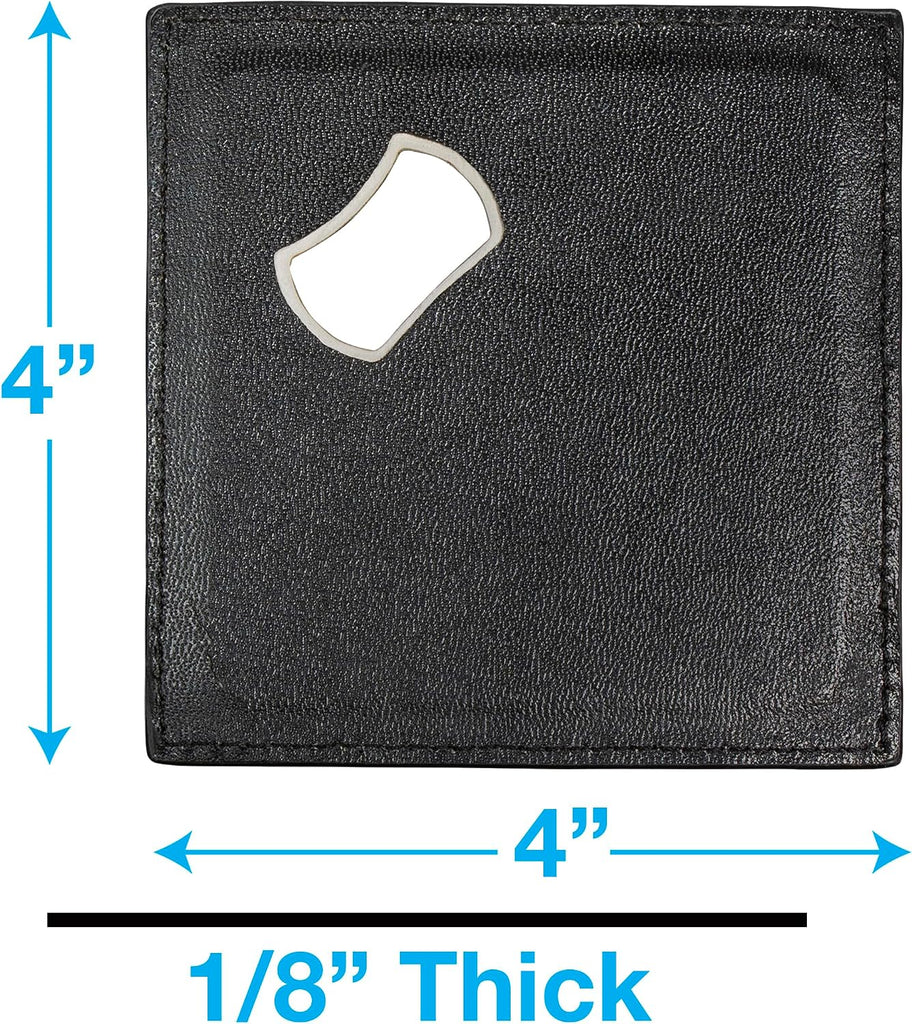 Dual Function Coasters with Built-in Bottle Opener, Stainless Steel & PU Leather Drink Coasters for Tabletop - Set of 4