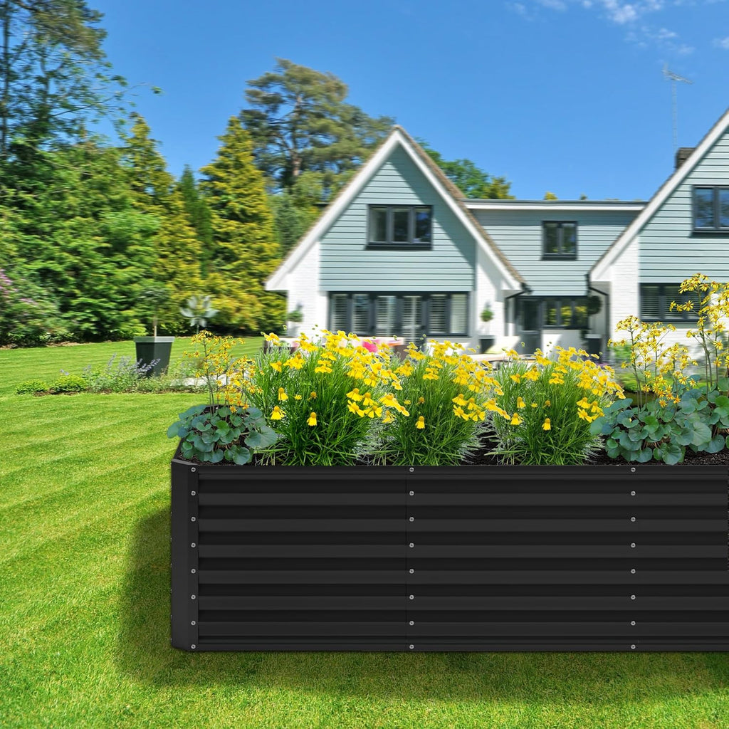 8x4x2FT Galvanized Raised Garden Bed,Planter Raised Beds-Metal Garden Box,Large Plant for Outdoor Planting