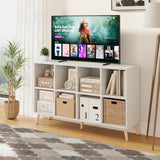 8-Cube Bookshelf 2 Tier Modern Bookcase with Legs, 11in Shelf Opening, 47" Wood Bookshelves Storage Organizer Shelf