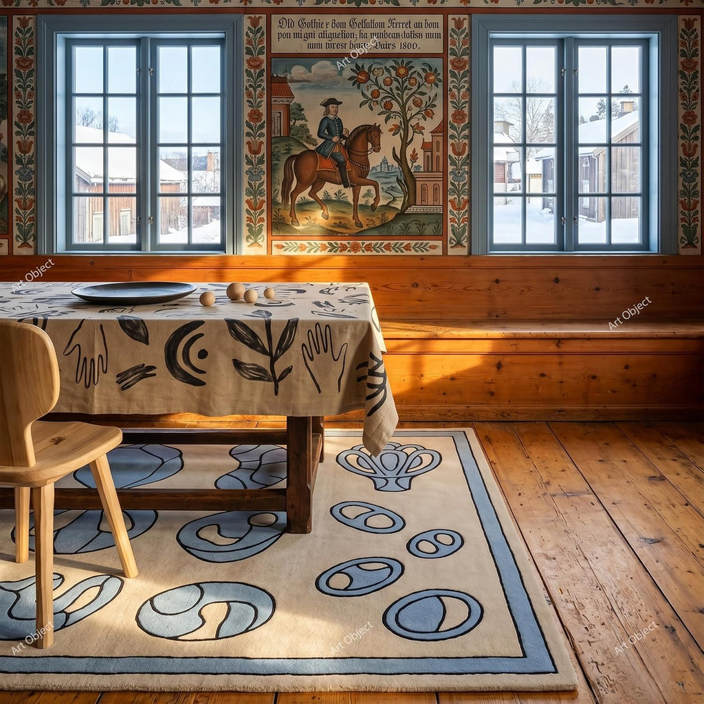 Hand Tufted Wool Area Rug, Scandinavian Design Carpet