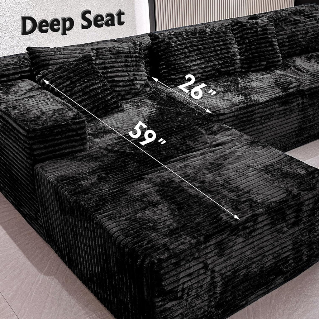 Boneless Modular Sectional Sofa, Cloud Couch with Left Facing Chaise, Oversized Deep Seat, L-Shaped