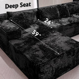 Boneless Modular Sectional Sofa, Cloud Couch with Left Facing Chaise, Oversized Deep Seat, L-Shaped