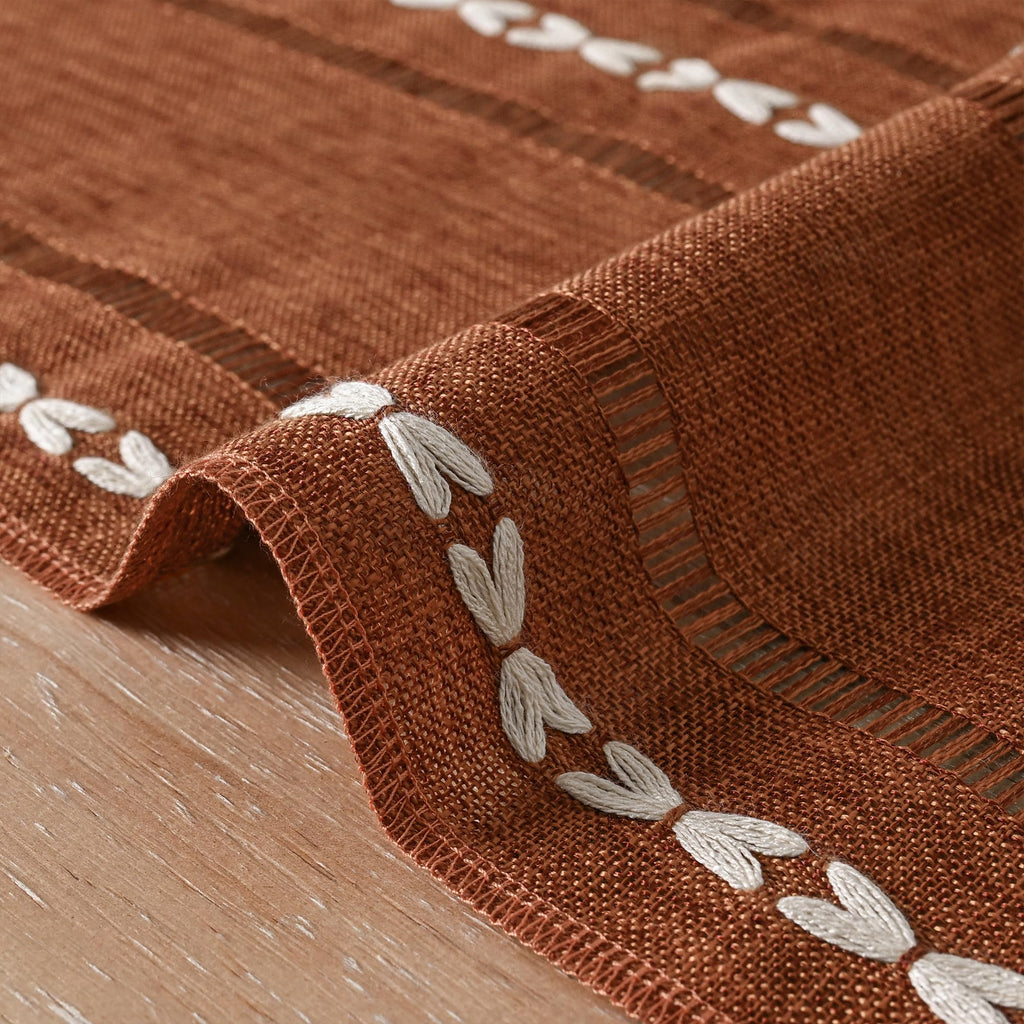 Caramel Rustic Cotton Linen Table Runner 13x108 Inch