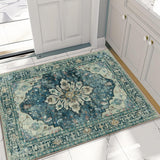 Area Rugs Washable Non-Slip, Floral Vintage Distress Print Pattern Medallion Carpet for Living Room Bedroom Dining Room