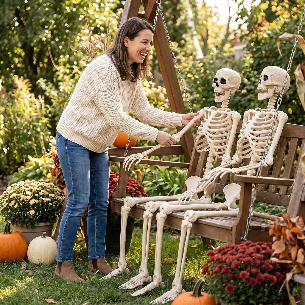 5.4ft/165cm Life Size Skeleton for Halloween Decorations Outdoor/Indoor,Poseable Halloween Giant Skeletons-Full Body