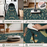 Teal 3x5 Entryway Rug - Door Rug Indoor for Large Kitchen, Living Room, Washable Low Pile Insect Déc