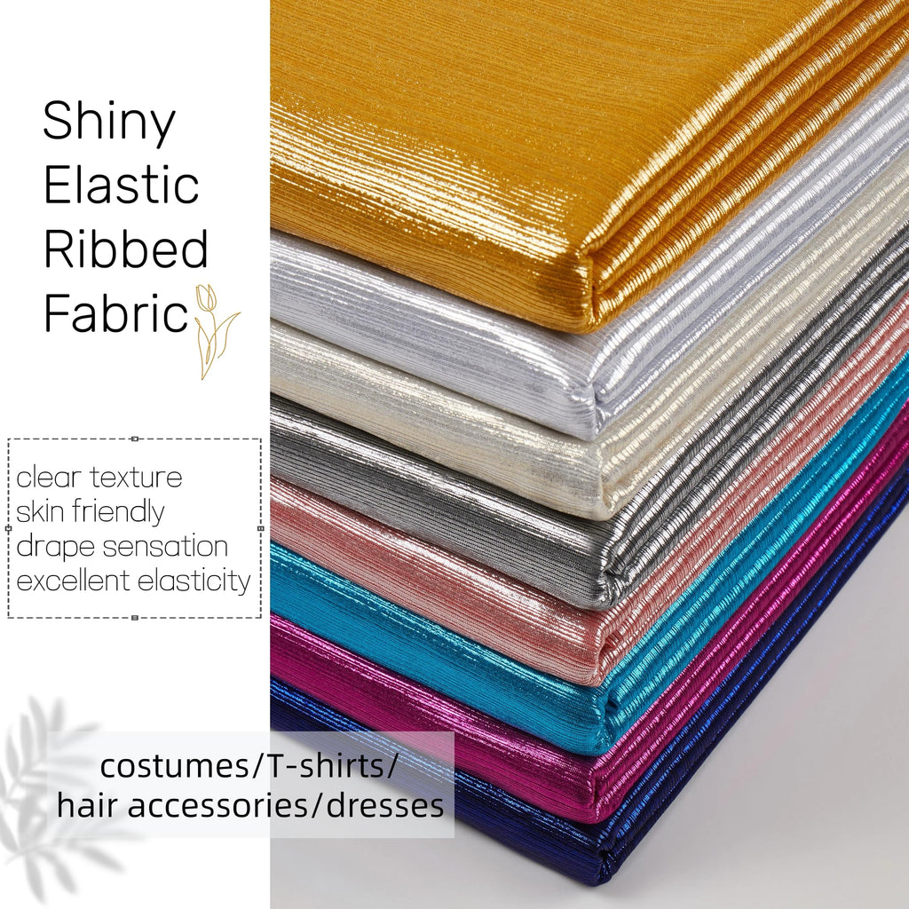Gold Rib Knit Fabric by The Yard - 60 Inch Stretchy Metallic (3 Yards)