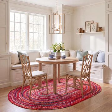 Braided Cotton Oval Rug 6'x9', Farmhouse Rust & Multi BRD452P