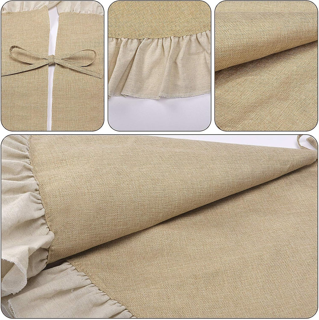 Burlap Fall Christmas Tree Skirt with Ruffle, 48'' Large Tree Decorations
