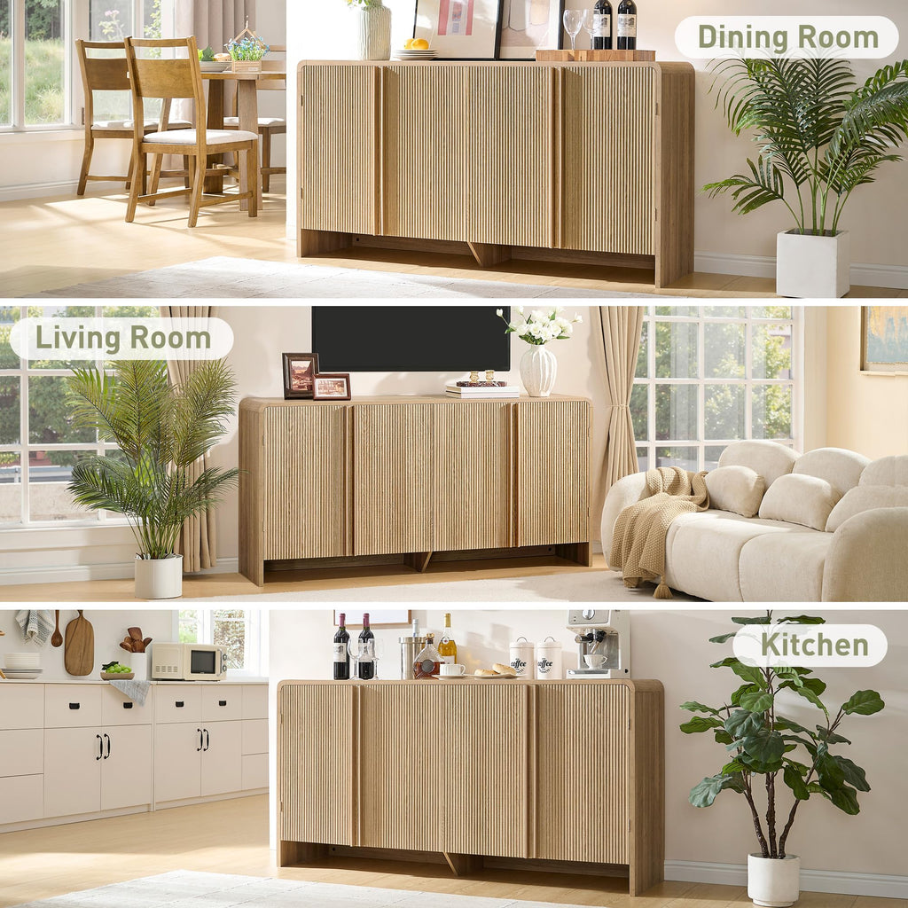 63" Fluted Sideboard Buffet Cabinet with Storage