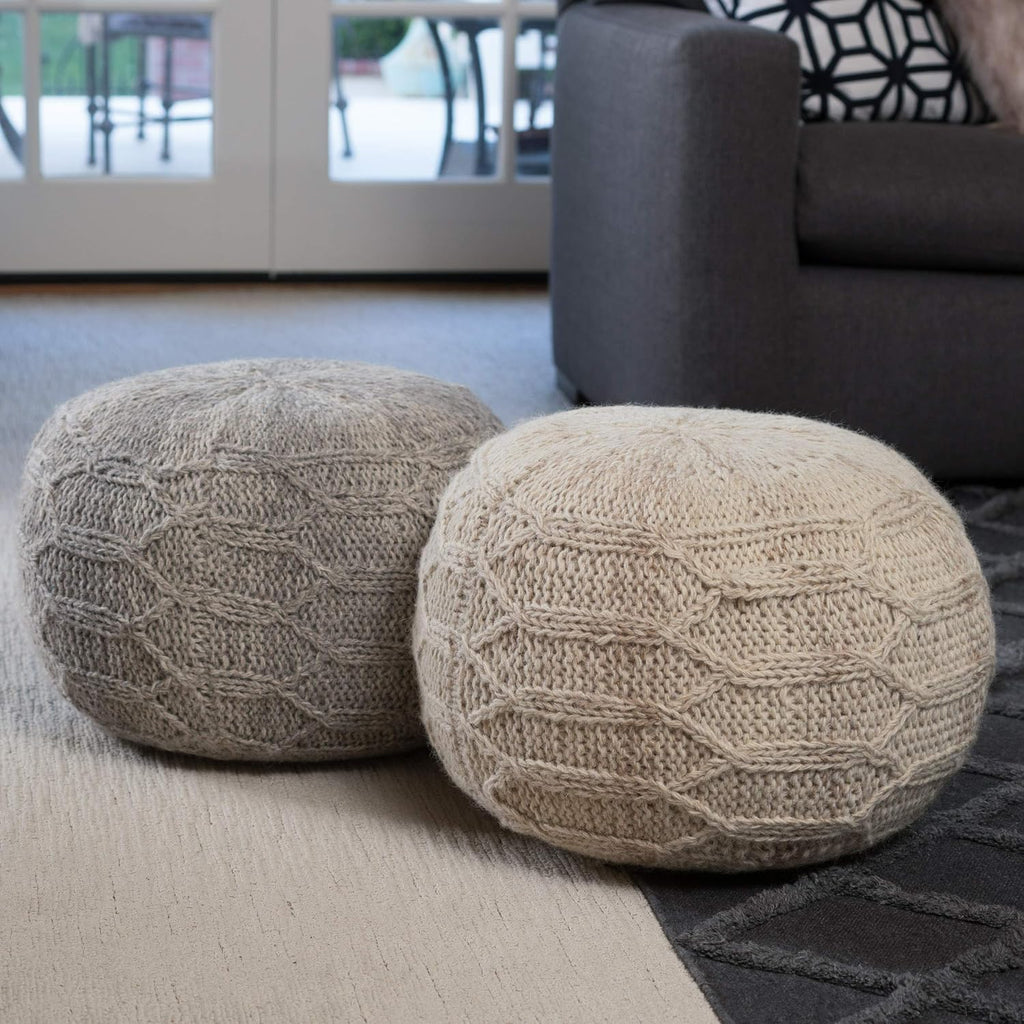 Malibu Fabric Pouf, Grey