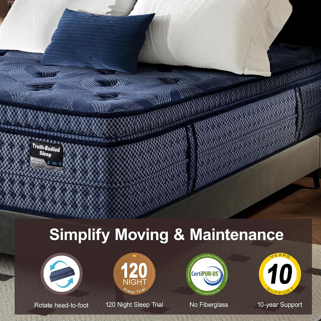 Cal King Mattress Medium Plush - 14 Inch Hybrid Mattress | Memory Foam With Pocket Spring, Strong Edge Support