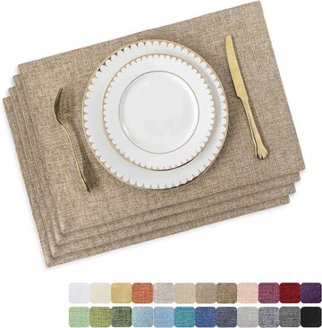 Linen Placemats Heat Resistant Dining Table Cloth Place Mats Kitchen Table Mats Placemats Table Decor - Set of 4