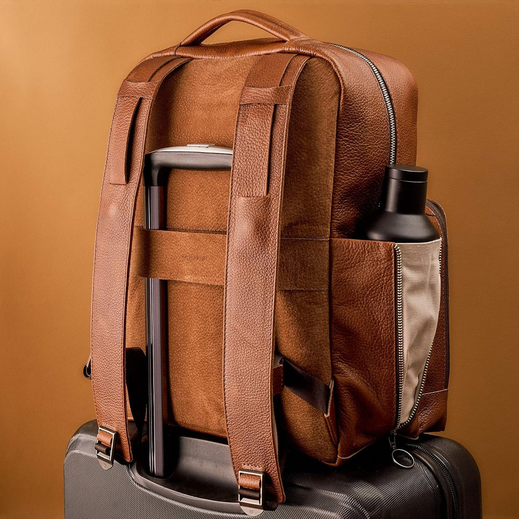 Tan Leather Diaper Bag Backpack, Multi Functional, W/Changing Pad, Modern, Baby Supplies, For Mom/Dad, For Boy/Girl