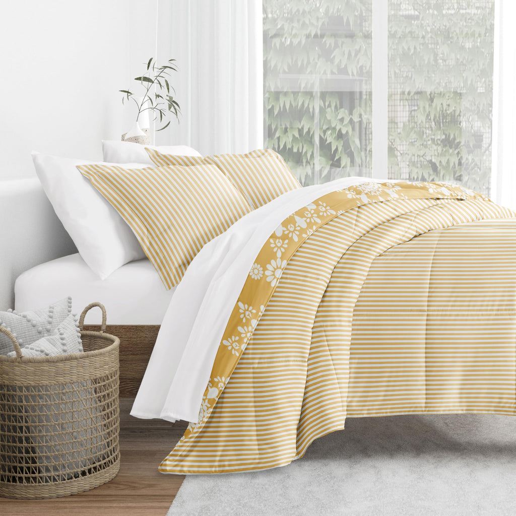 Comforter Set Patterned Microfiber All Season Down-Alternative Ultra Soft Bedding in Daisy Medallion - Full/Queen