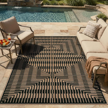 Easy Jute Indoor Outdoor, Washable Striped Area Rug Non Slip