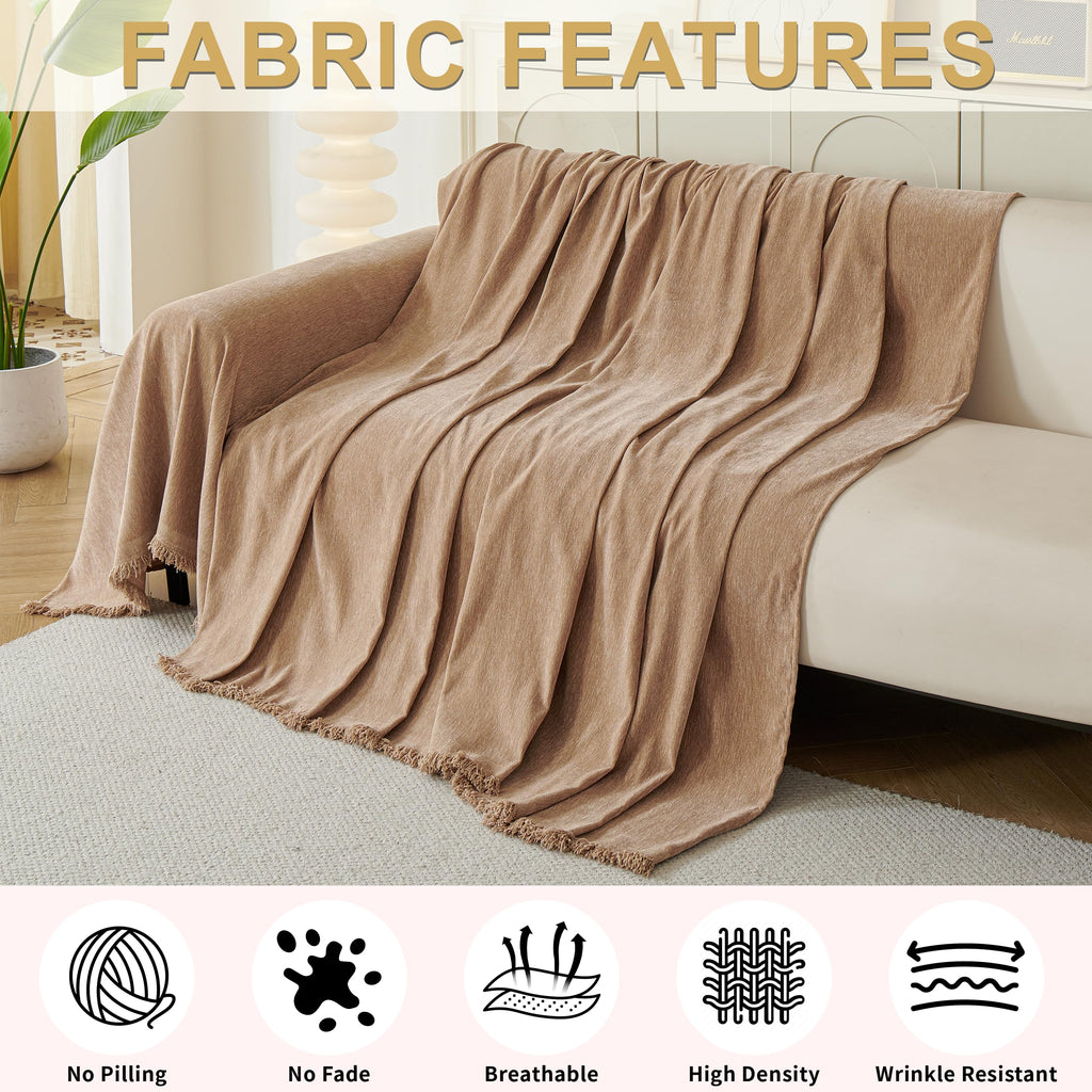 Sectional Couch Covers 2-Piece for L Shape Sofa Khaki Large