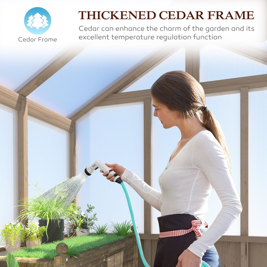 8 x 16 FT Wooden Greenhouse for Outdoor, Heavy Duty Greenhouse Kit with Window Vent and Lockable Door, Walk-in Green