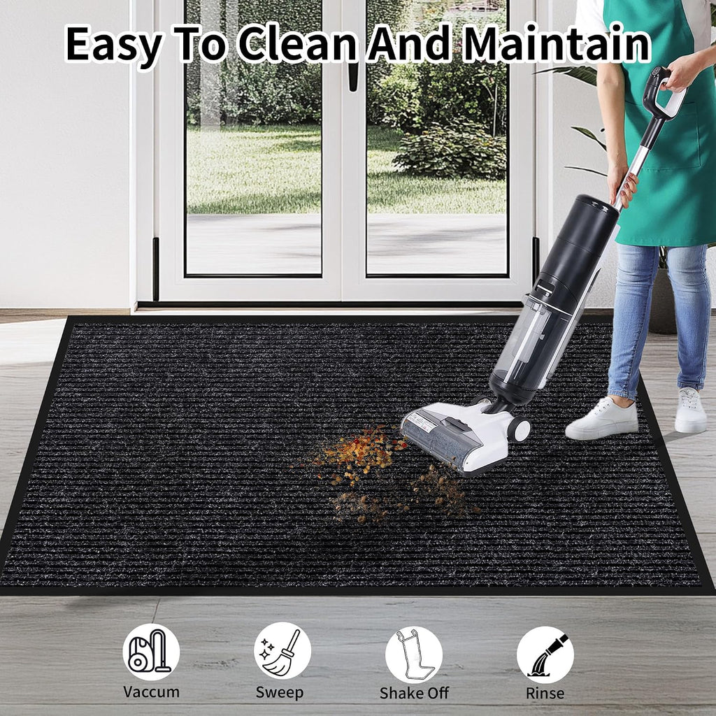 Front Door Mat Indoor Outdoor Entrance, 3' x 4' Heavy Duty All Season Waterproof Doormat, Non-Slip Commercial Floor