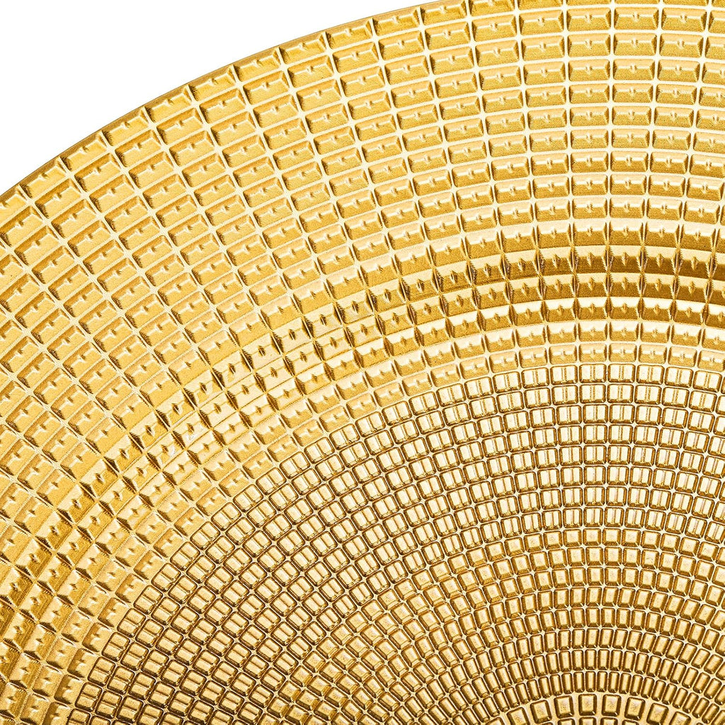 Gold Charger Plates for Dinner Plates, 13" Round Plastic Chain Shaped Charger Service Plates, Decorative - Set of 12