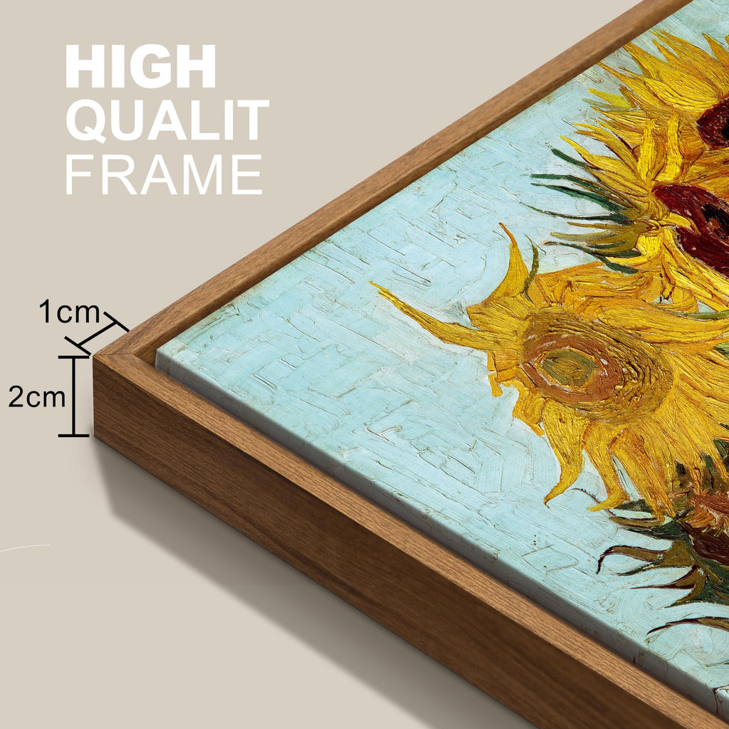Sunflower Framed Canvas Wall Art Vincent Van Gogh Vintage Floral Print