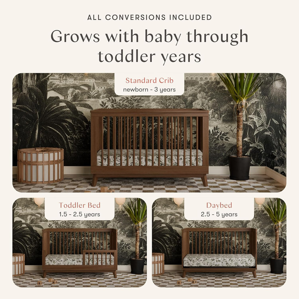 Scoot 3-in-1 Convertible Baby Crib, Natural Walnut | GREENGUARD Gold Certified, Converts to Toddler Bed & Daybed - 4