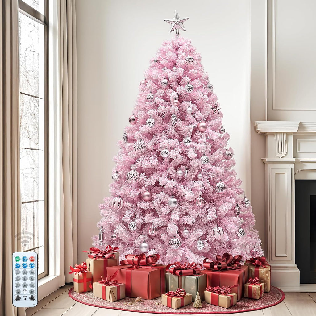 Pre-lit Pink Christmas Tree with Warm-White Lights