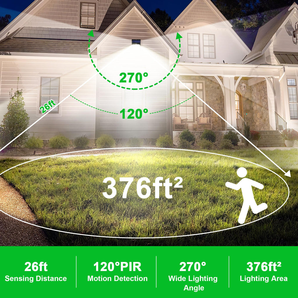 Solar Lights Outdoor, 72 LED Motion Sensor Wall Light, IP65 Waterproof and 3 Lighting Modes, Solar Powered Security