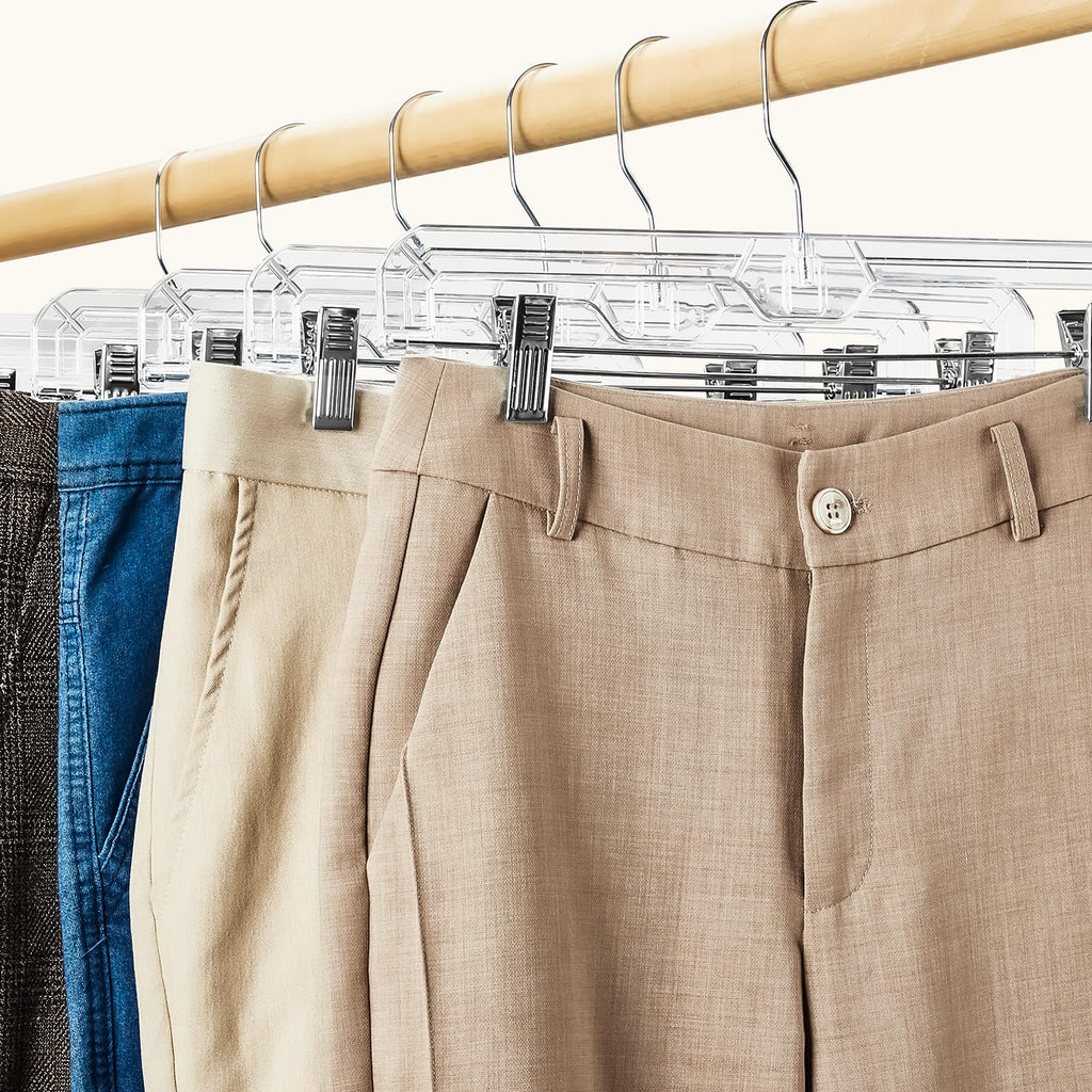 Heavy Duty Clear Pants Hangers 300 Pack, 14'' Skirt Hangers