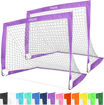 4 x 3 ft Portable Soccer Goals for Kids - 13 Colors - Set of 2 Team Tone Pop Up Nets for Backyard