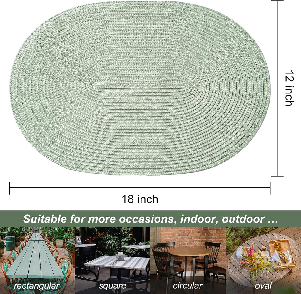 Placemats for Dining Table Washable Woven Non-Slip 18x12 inches Placemat Heat-Resistant Durable Table Mats - Set of 6