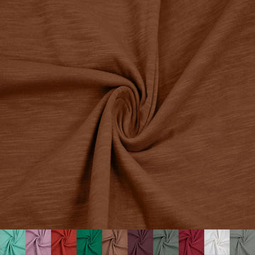 60" Wide Slub Cotton Spandex Jersey Knit Fabric by The Yard - (170 GSM) Medium Weight, 2-Way Stretch, Breathable