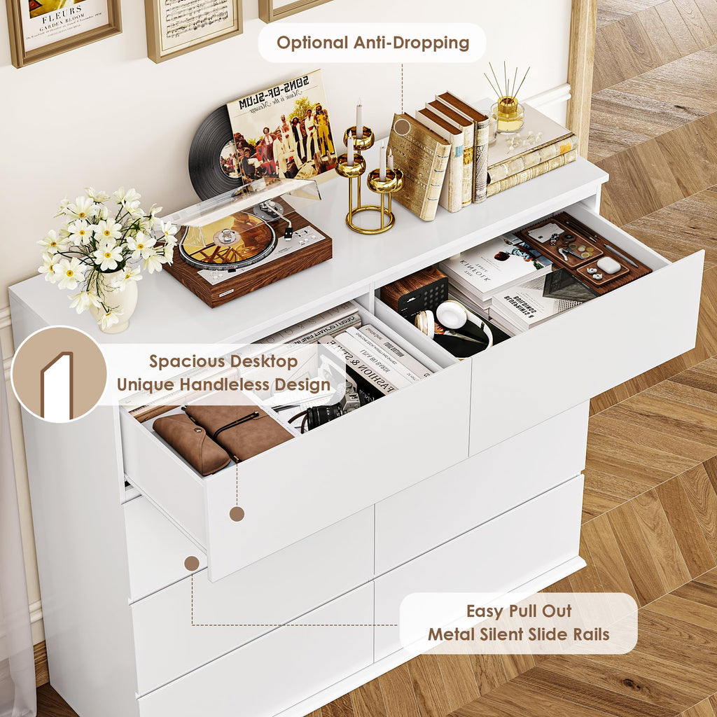 White Dresser, Dresser, 8 Drawer Chest of Drawers