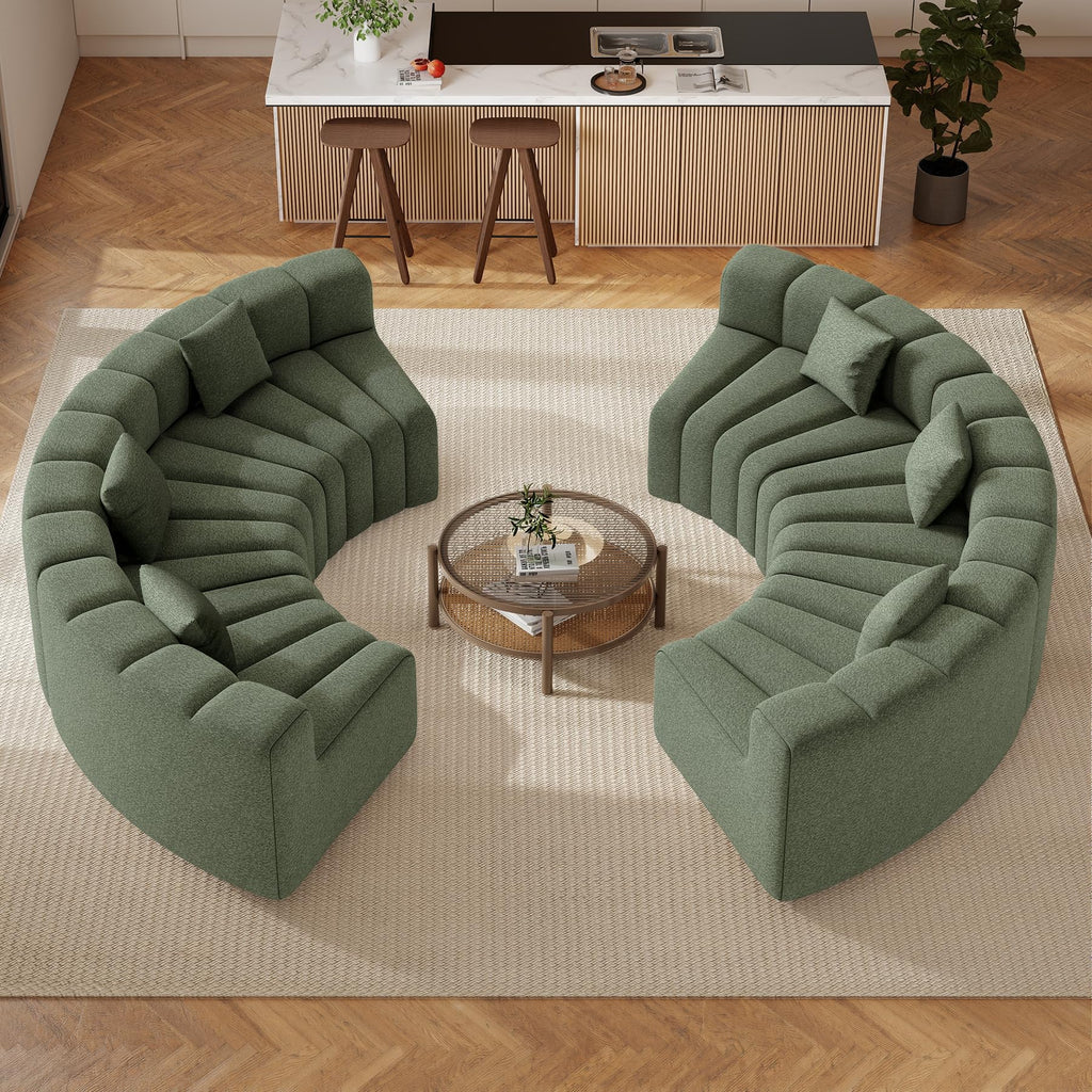 Oversized Curved Cloud Couch, 6 Seater Modern Modular Sectional Sofa, Convertible Boneless Couches, No Assembly