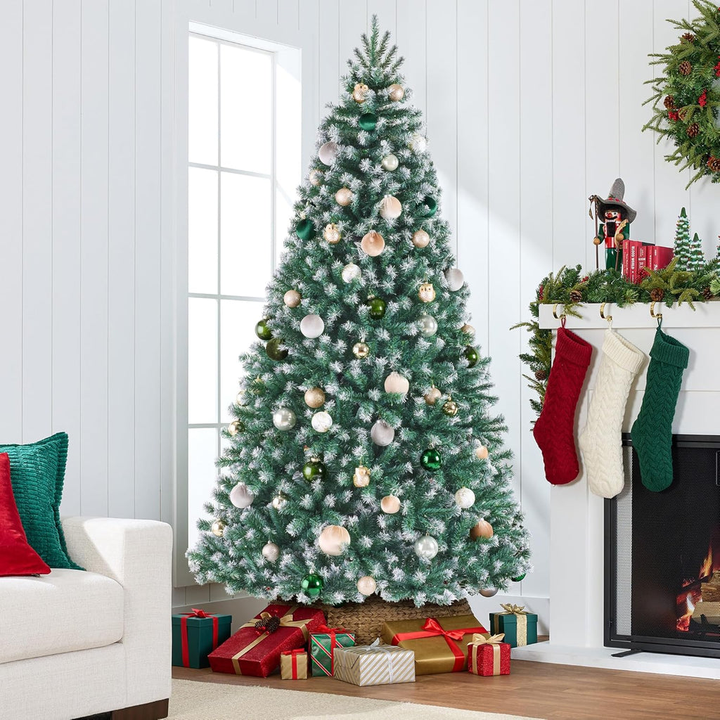 Artificial Frosted Christmas Tree, Premium Unlit Realistic Spruce Holiday Décor w/Dense Branches, Metal Base