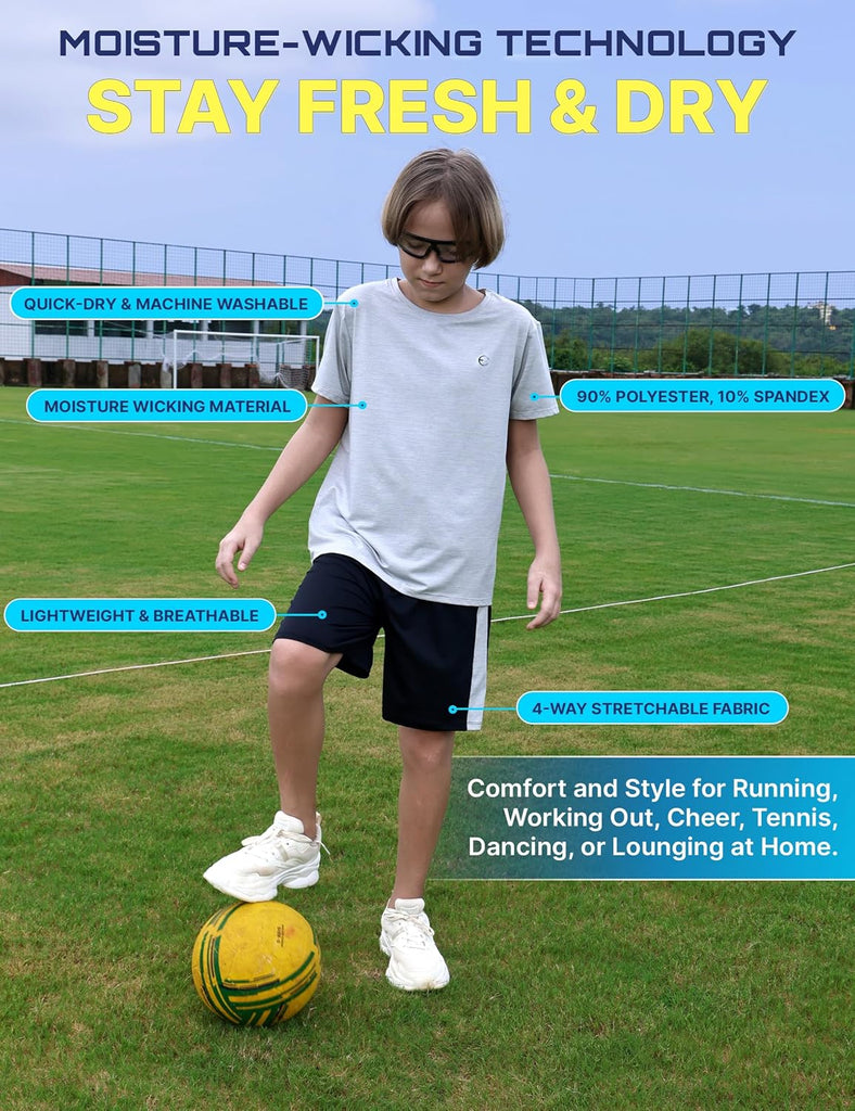 Boys Performance Crew Neck T-Shirt & Athletic Shorts Piece Set